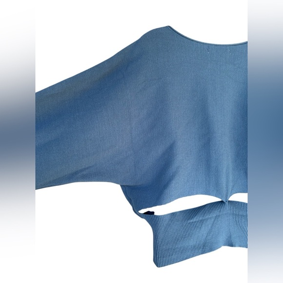 Anthropologie Modern Off-The-Shoulder Sweater TURQUOISE size L preloved - Picture 5 of 11